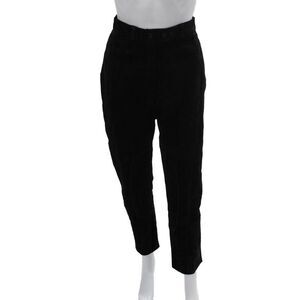 Melanzona Unisex Ankle Cropped Black Cotton Blend Pants Button Size 6